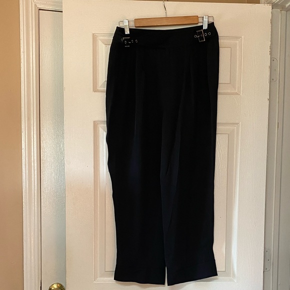 Tom Ford Made in Italy Black Cropped Trousers Pants Adjustable Belts - Picture 3 of 15